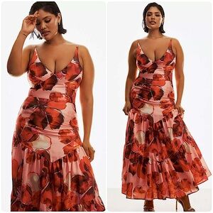 Anthropologie 26W Hutch Arden Sleeveless Tiered Floral A-Line Maxi Dress